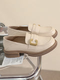 Momentlover Split-Joint Round-Toe Platform Shoes Loafers
