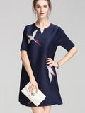 Momentlover Original Elegant Crane Printed Mini Dress