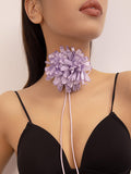 Tied Three-Dimensional Flower Solid Color Necklaces Accessories