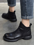 Momentlover Zipper Solid Color Round-Toe Boots