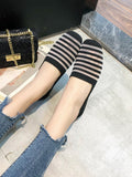 Momentlover Striped Contrast Color Breathable Flat Shoes