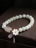 Momentlover National Jade Beads&Flower Handmade Bracelet