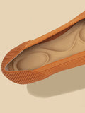 Momentlover V-Cut Square-Toe Split-Joint Solid Color Flat Shoes