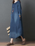 Momentlover Loose Denim Shirt Maxi Dresses