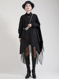 Momentlover Urban Loose Split-Joint Lapel Long Sleeves Midi Dress