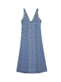 Momentlover Split-Joint Sleeveless V-Neck Midi Dresses