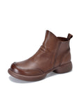 Momentlover Zipper Solid Color Round-Toe Boots