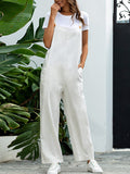 Momentlover Solid Color Buttoned Loose Overalls