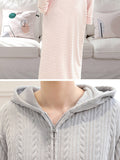 Momentlover Comfortable Hooded Zipper Warm Pajama Robe