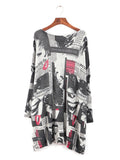 Momentlover Urban Loose One-Shoulder Printed Split-Joint Sweater