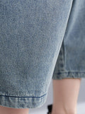 Momentlover Buttoned Loose Cropped Denim Overalls
