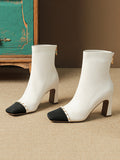 Momentlover Square-Toe Split-Joint Chains Pumps Boots