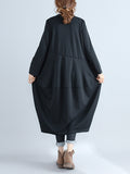 Momentlover Casual Loose Plus Size Solid Color Hooded Midi Dresses