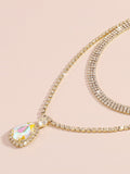 Rhine Stones Geometric Double Layered Necklaces Accessories