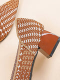 Momentlover Pointed-Toe Houndstooth Shoes Pumps