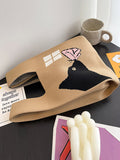 Momentlover Cartoon Printed Woven Handbag Bags Accessories