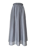 Momentlover Solid Color Long Sleeves Tied Waist Blouse + Loose Elasticity Waist Skirt Two Pieces Set