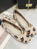 Momentlover Leopard Contrast Color Breathable Flat Shoes
