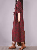 Momentlover Original Lapel Frenum Floral Printed Midi Dress