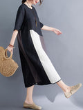 Momentlover Artistic Retro Split-Joint Cropped Dress