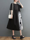 Momentlover Original Loose Polka-Dot Pleated Midi Dress