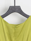 Momentlover Solid Color Belted Loose High Waisted Boat Neck Midi Dresses