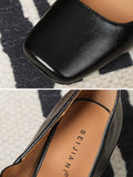 Momentlover Square-Toe Shallow Cut Lace-Up Pumps