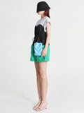 Momentlover Stylish Selection Short Sleeves Loose Drawstring Split-Joint Round-Neck Mini Dresses