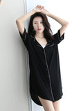 Momentlover Casual V-Neck Button Modal Short Pajamas