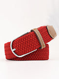 Momentlover 20 Colors Simple Contrast Color Weave Belt
