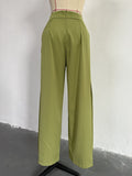 Momentlover Long Sleeves Heaps Collar Printed Shirts Top + High Waisted Pants Bottom Two Pieces Set
