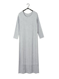 Momentlover Simple Modal Solid Color Round-Neck Long Sleeves Midi Dress