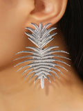 Momentlover Solid Color Leaves Shape Drop Earrings