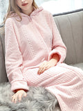 Momentlover Comfortable Hooded Zipper Warm Pajama Robe