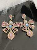 Momentlover Statement Pink Bow-Embellished Earrings Accessories