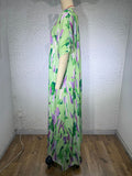 Momentlover Printed Multi-Colored Short Sleeves Loose V-neck Maxi Dresses