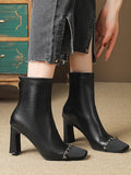 Momentlover Square-Toe Split-Joint Chains Pumps Boots