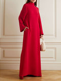 Momentlover Long Sleeves Hollow Pockets Solid Color High-Neck Evening Dresses