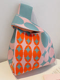 Momentlover Woven Rhombic Contrast Color Handbag Bags