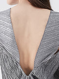 Momentlover Urban Loose Solid Color Tied Pleated Top&V-Back Vest Dress Two Pieces Set