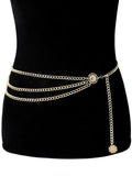 Momentlover Long Tassel Waistbands Hip Jewelry Body Chain Metal Link Waist Chain Belt