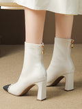 Momentlover Square-Toe Split-Joint Chains Pumps Boots