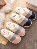 Momentlover Indoor Non-Slip Keep Warm Striped Slippers