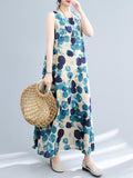 Momentlover Polka-Dot Sleeveless Loose Round-Neck Maxi Dresses