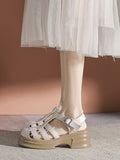 Momentlover Round-Toe Hollow Sandals Platform Shoes Gladiators