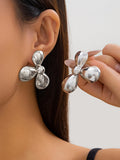 Momentlover Solid Color Flower Shape Drop Earrings
