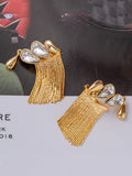 Momentlover Tasseled Rhine Stones Geometric Detachable Normcore Drop Earrings