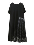Momentlover Casual Printed Polka-Dot Split-Joint  Asymmetric Round-Neck Plus Size Midi Dress