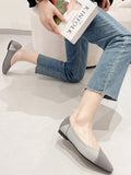 Momentlover V-Cut Split-Joint Pointed-Toe Contrast Color Flats Flat Shoes