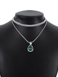 Rhine Stones Geometric Double Layered Necklaces Accessories